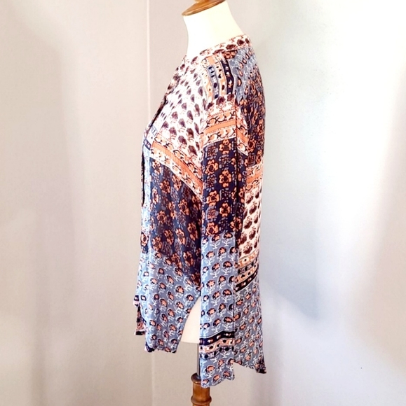 FREE PEOPLE Indian Inspired Print Button Front Top - Picture 5 of 8